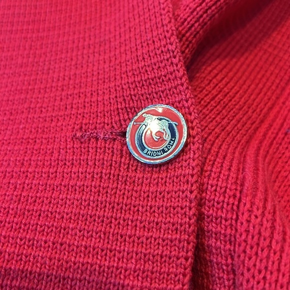 Brioni Roma Red Vintage Polo 100% Lana (Wool) Cardigan - Picture 6 of 12